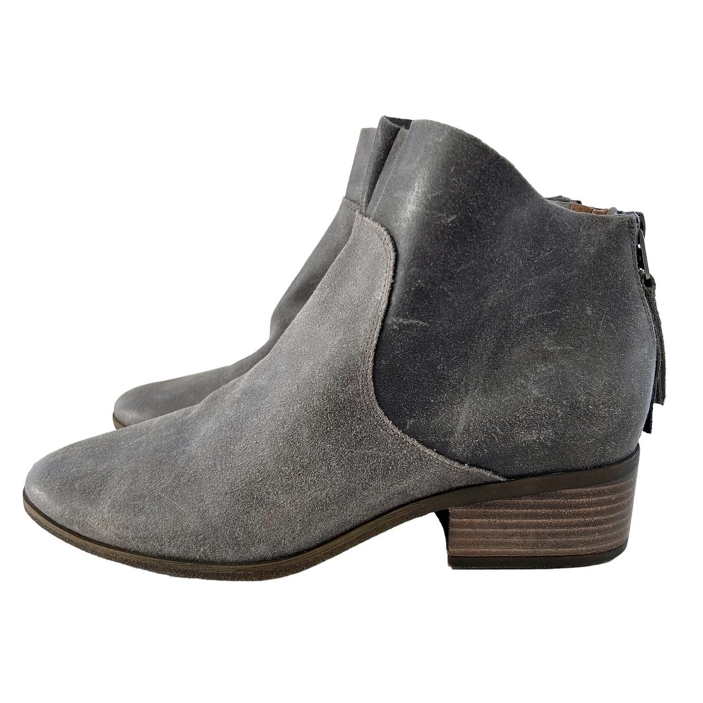 LUCKY BRAND Lahela Charcoal Aurora Distressed Leather Ankle Boots 10